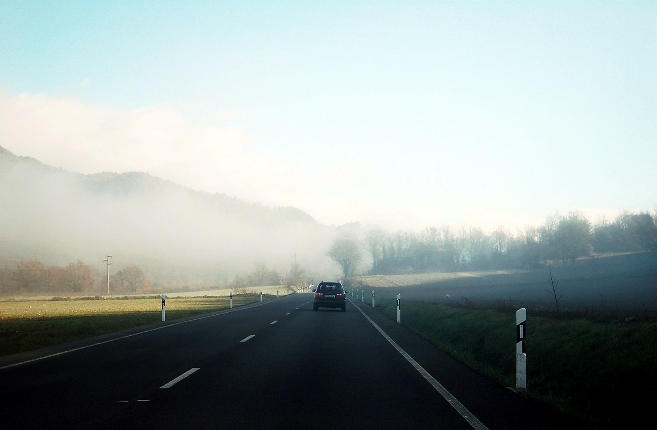 Kelias, Rūkas, Horizontas, Automobilis, Apskritas, Gamta, Kraštovaizdis, France, Greitkelis, Vadovauti