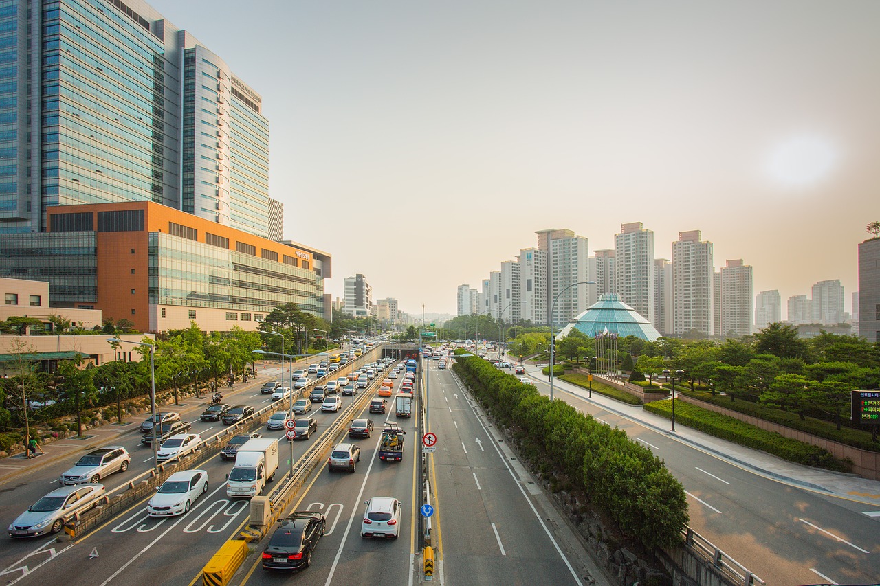 Kelias, Gatvė, Seulas, Pietų Korėja, Automobiliai, Vasara, Pastatas, Vaikščioti, Gražiai, Architektūra