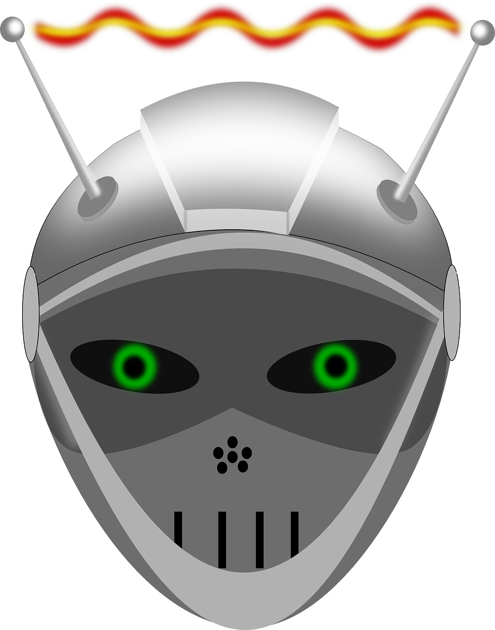 Robotas, Android, Droid, Veidas, Geležies Kaukė, Metalas, Antena, Signalai, Radio Bangos, Transmisija