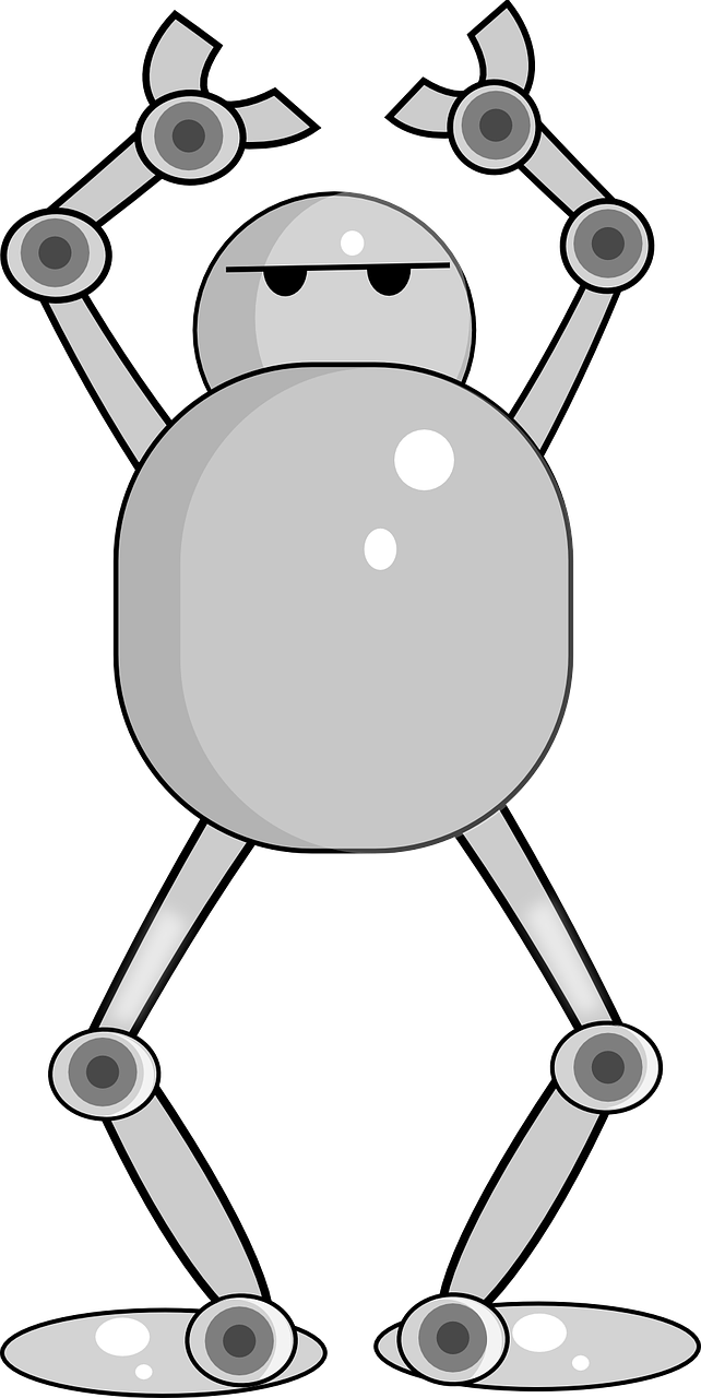 Robotas, Rankos, Vooray, Šokis, Juokinga, Android, Robotų Technika, Droid, Mašina, Nemokama Vektorinė Grafika