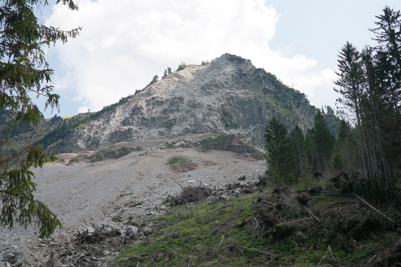 Uolos Kritimas, Nuošliaužas, Vilsalpsee, Sluoksnis, Akmenys, Kalnas, Blyškis, Alpių, Tyrol, Uolos Masės