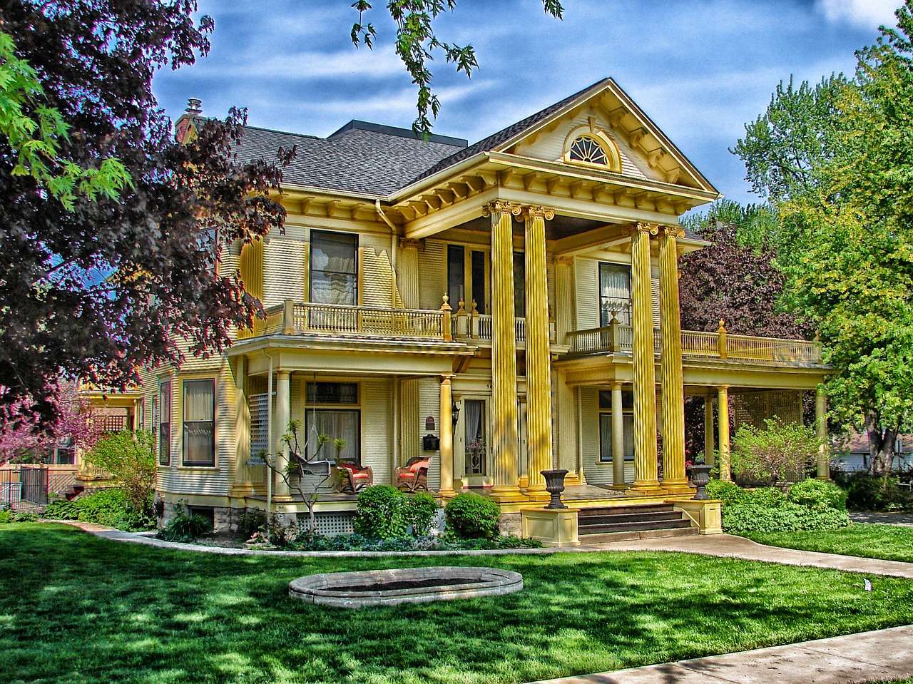 Roko Sala, Illinois, Namas, Namai, Orientyras, Hdr, Vasara, Pavasaris, Lauke, Architektūra