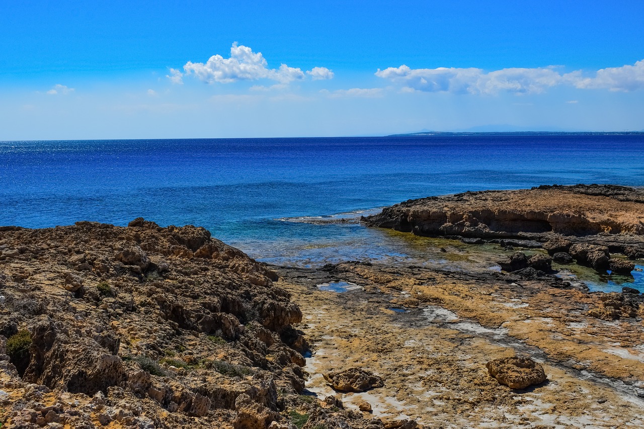 Uolos Pakrantė,  Gamta,  Jūra,  Pajūris,  Dangus,  Debesys,  Kraštovaizdis,  Horizontas,  Ayia Napa,  Kipras