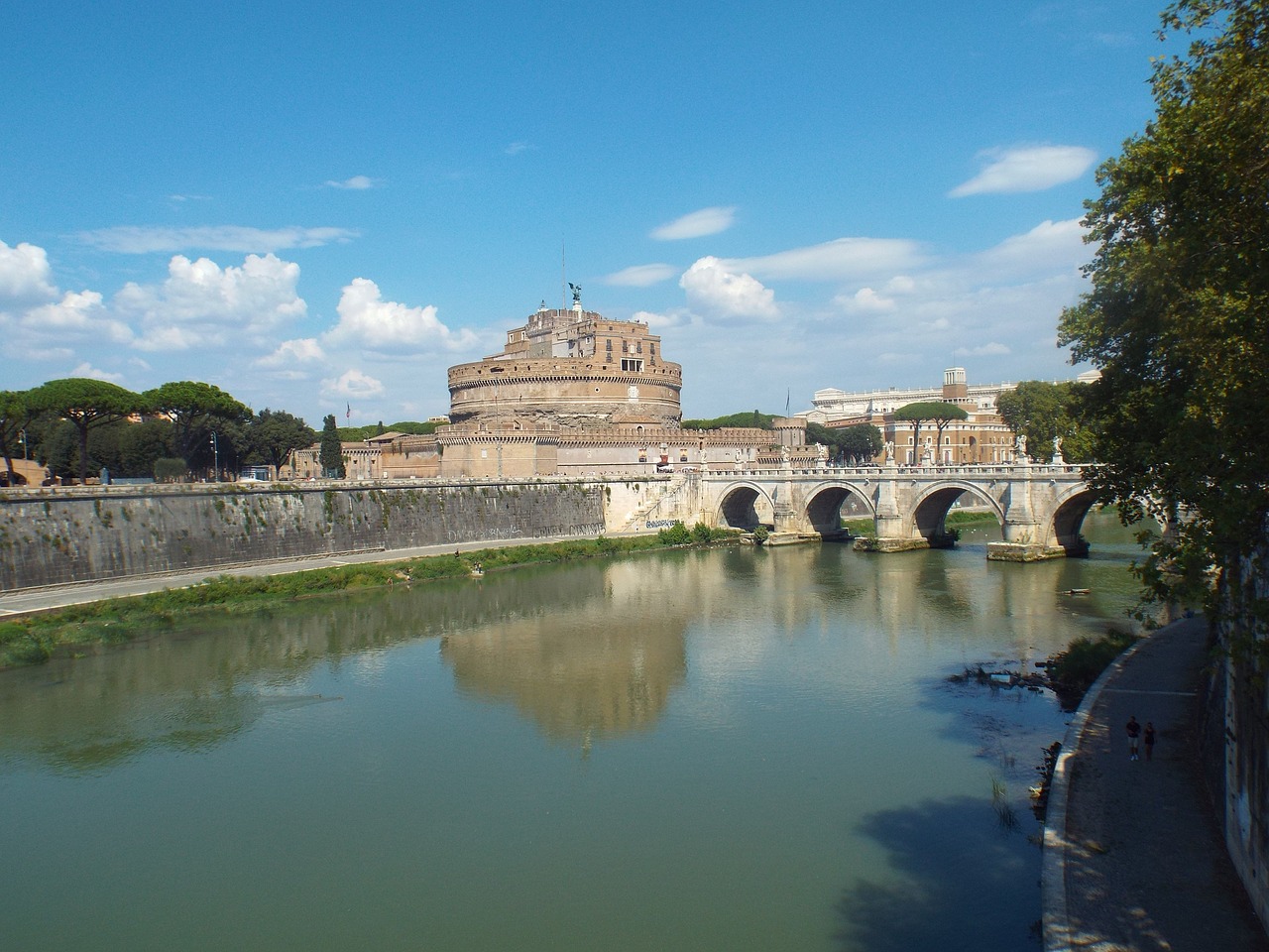 Roma, Tiber, Castel Santangelo, Tiltas, Italy, Nemokamos Nuotraukos,  Nemokama Licenzija