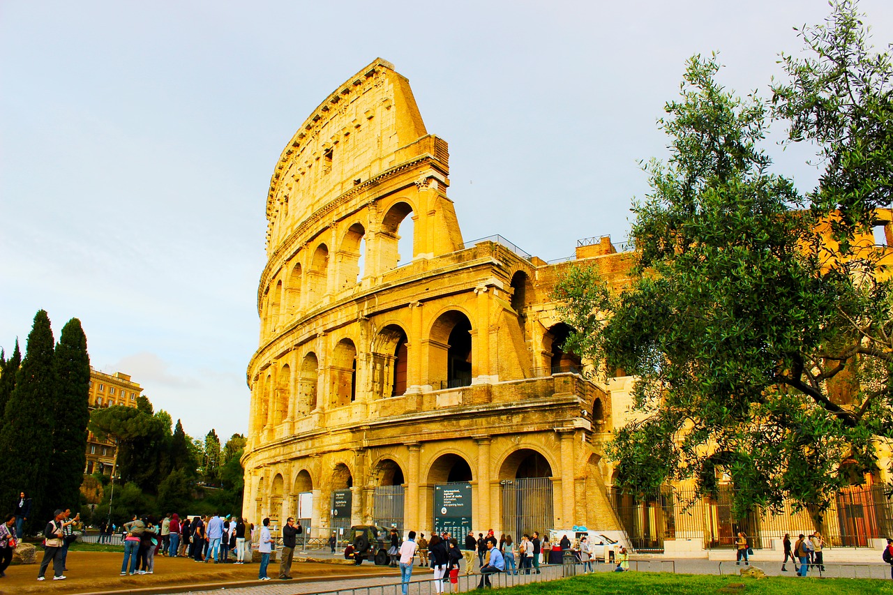 Roma, Medžiai, Italy, Colosseo, Koliziejus, Piktograma, Europa, Architektūra, Miestas, Istorinis