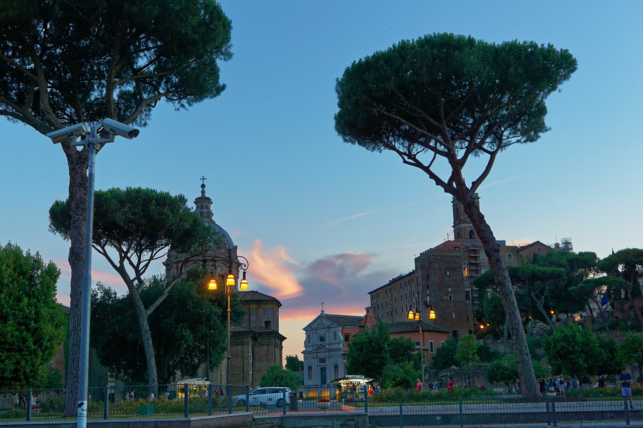 Roma, Italy, Dusk, Peizažas, Europa, Romėnų, Ispanų, Turizmas, Pastatas, Europietis