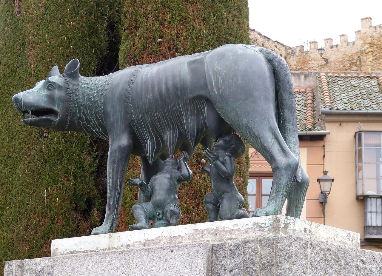 Romulus, Remus, Segovia, Ispanija, Senamiestis, Kastilija, Istoriškai, Senovinis, Romėnų, Figūra
