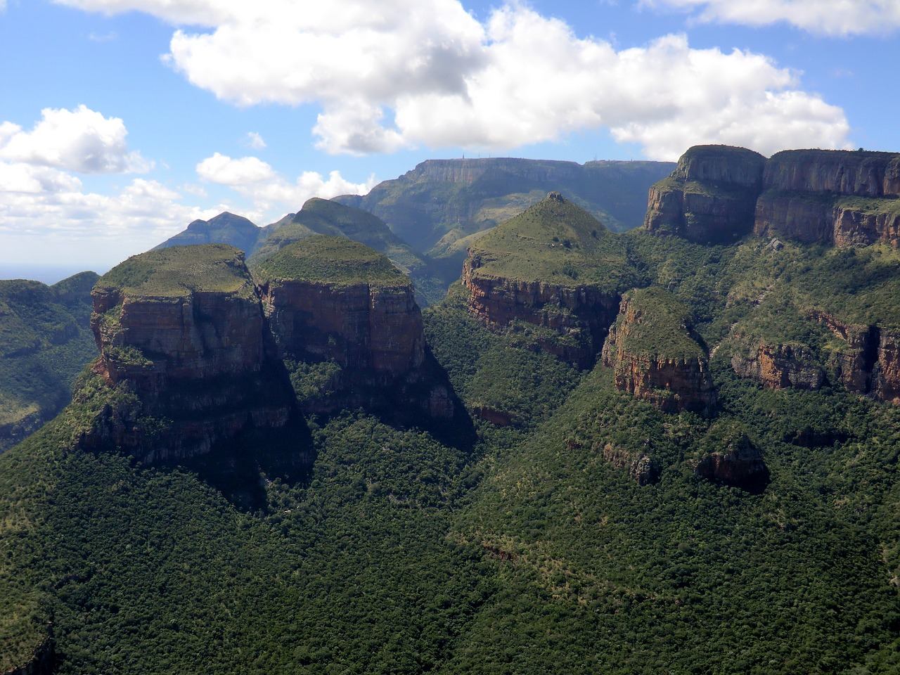 Rondavels, Trys, Panorama, Maršrutas, Drakenso Kalnai, Gamta, Kalnai, Pietų Afrika, Kraštovaizdis, Blyde