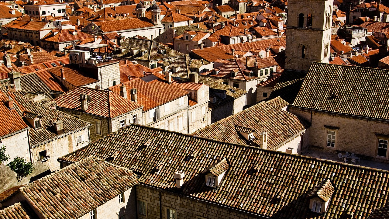 Stogai, Oranžiniai Stogai, Rudieji Stogai, Dubrovnik, Kroatija, Europa, Architektūra, Miesto Panorama, Bokštas, Dalmatija