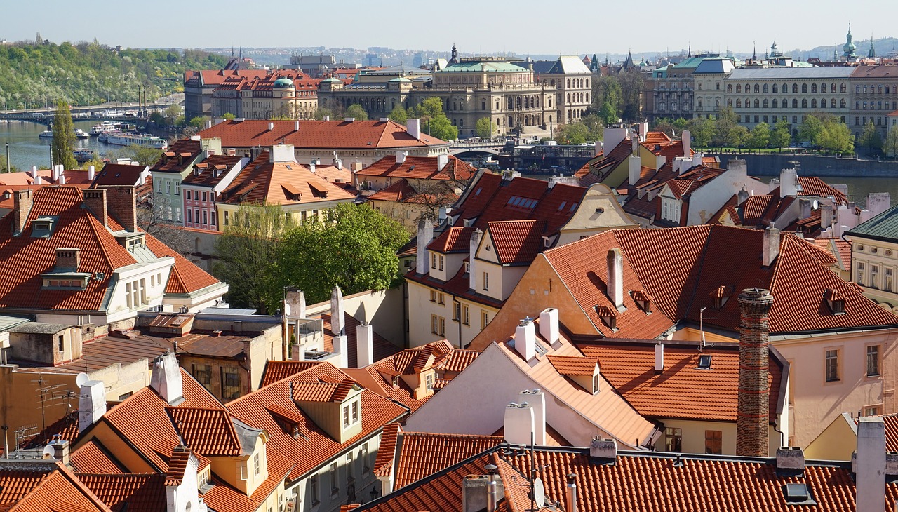 Stogai,  Praha,  Čekija,  Upė,  Namai,  Stogo,  Architektūra,  Miestas,  Miestas,  Panoraminis