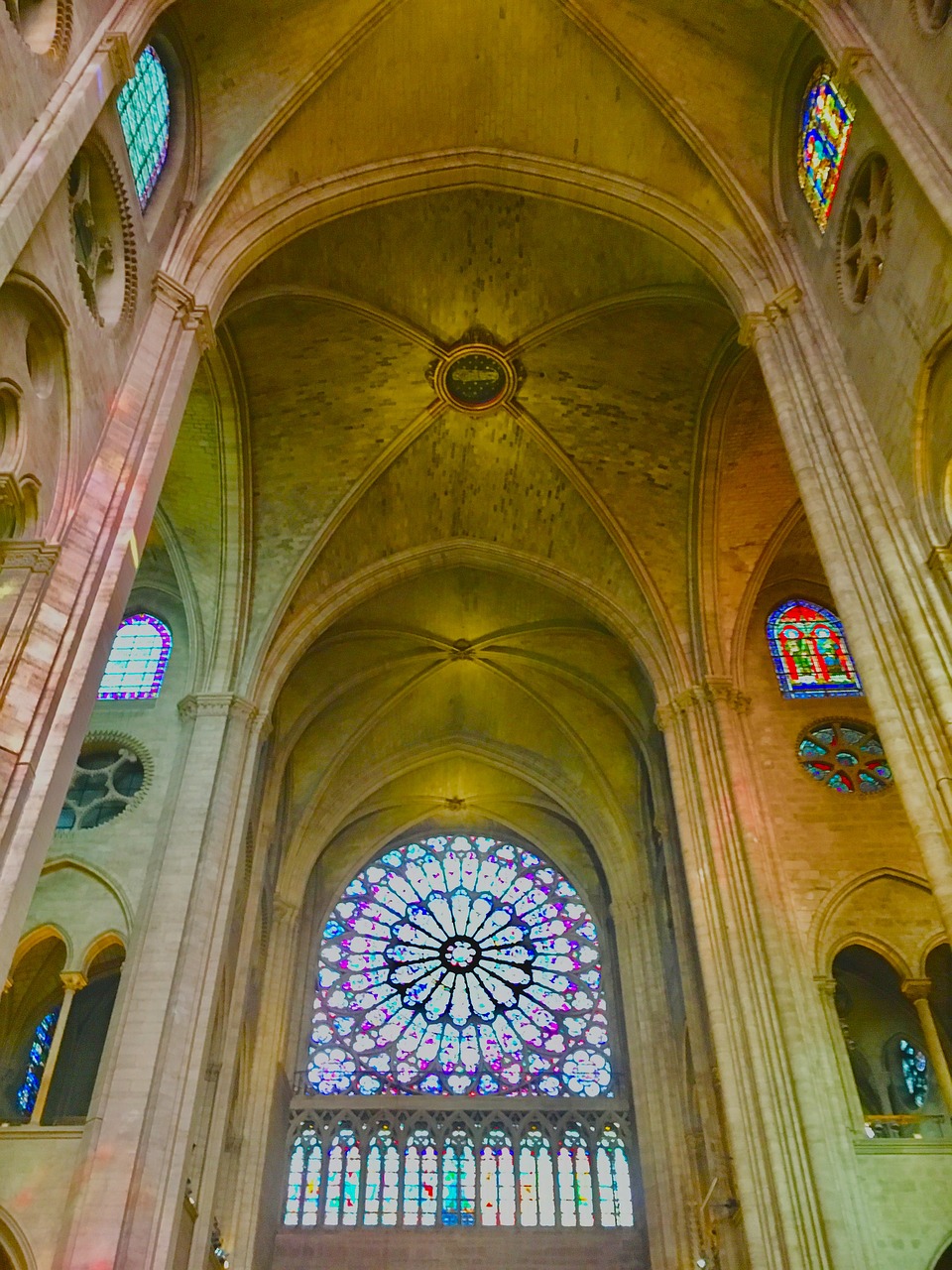 Rozetė, Katedra, Vitražas, Architektūra, Stiklas, Spalva, Spalvos, Notre Dame, Paris, France