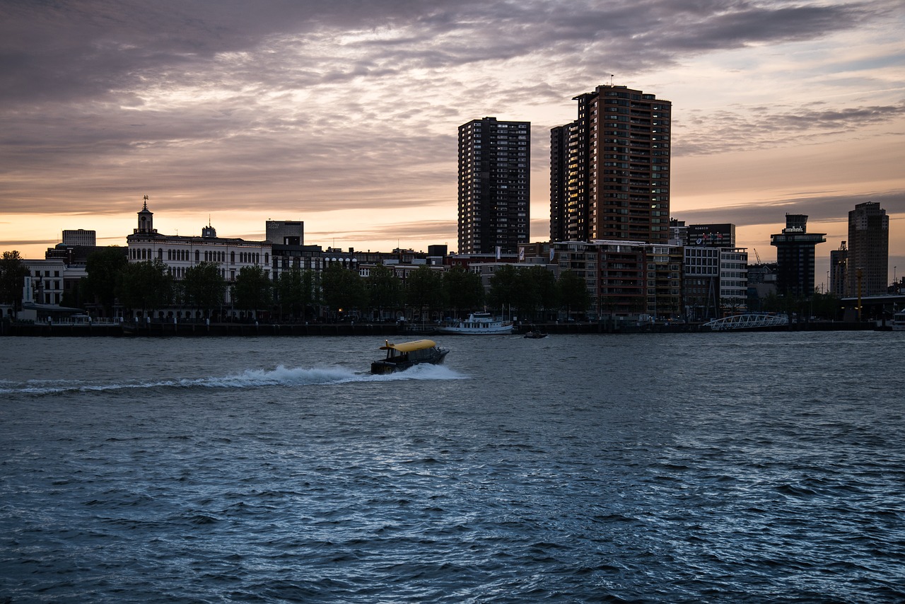 Rotterdam, Miesto Panorama, Panorama, Miesto, Uostas, Nyderlandai, Europa, Vanduo, Upė, Orientyras