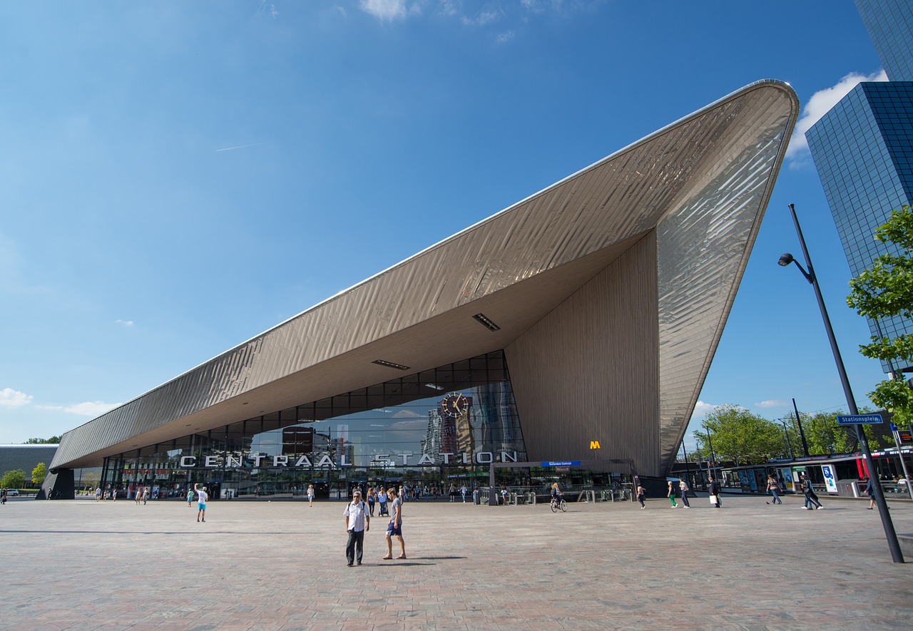 Rotterdam, Centrinis, Stotis, Naujas, Architektūra, Miesto, Olandų, Holland, Europa, Europietis