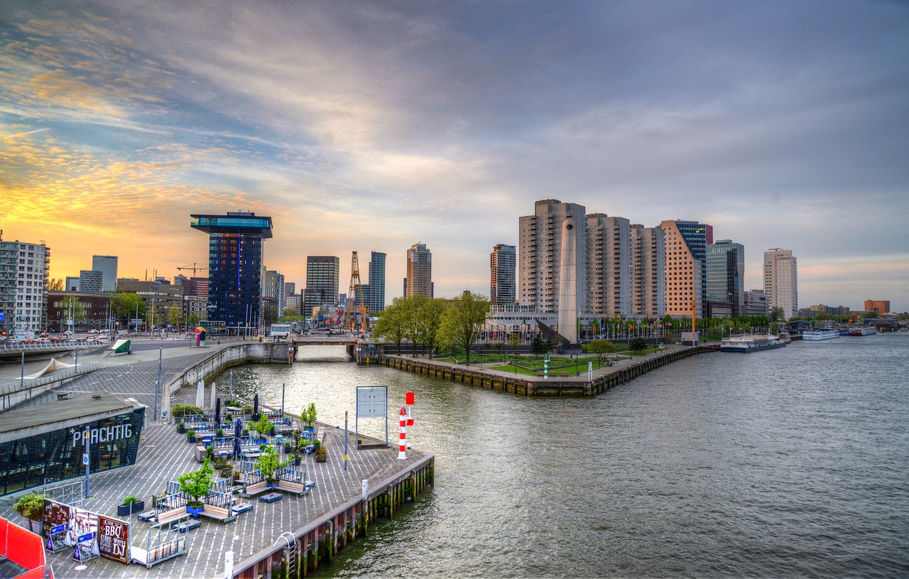 Roterdamas,  Nyderlandai,  Miestas,  Architektūra,  Panoraminis,  Skyline,  Vandens,  Meuse,  Upė,  Uostas