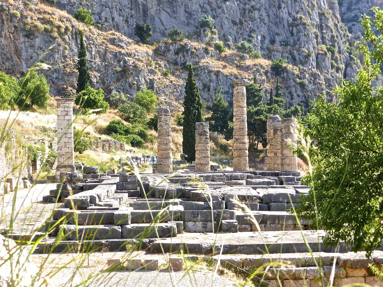 Griuvėsiai,  Stulpeliai,  Delphi,  Klasikinis,  Senovės,  Istorinis,  Paveldas,  Graikija,  Marmuras,  Archeologija