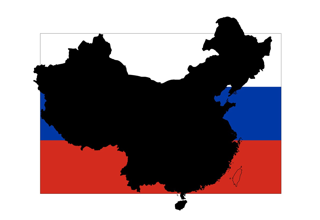 Rusija, Kinija, Žemėlapis, Vėliava, Raudona, Kontūrai, Sienos, Kinai, Rusų, Nemokamos Nuotraukos