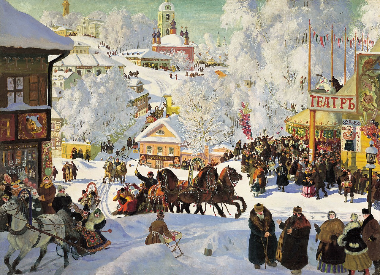 Rusija, Žiema, Žiemą, Karnavalas, Dažymas, 1919, Maslenitsa, Nemokamos Nuotraukos,  Nemokama Licenzija