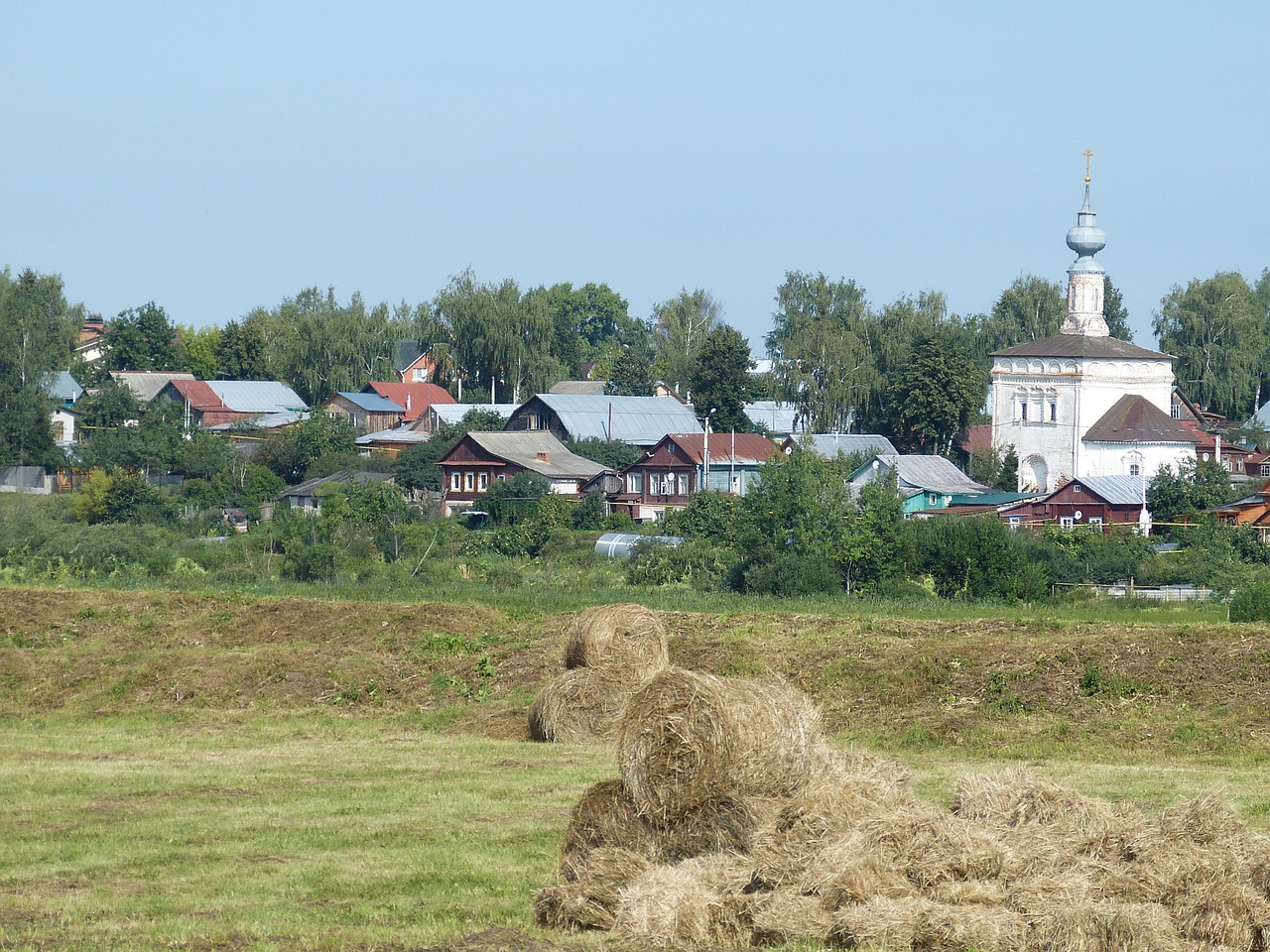 Rusija,  Istoriškai,  Auksinis Žiedas,  Pastatas,  Ortodoksas,  Bažnyčia,  Senamiestis,  Pieva,  Šiaudai,  Šienas