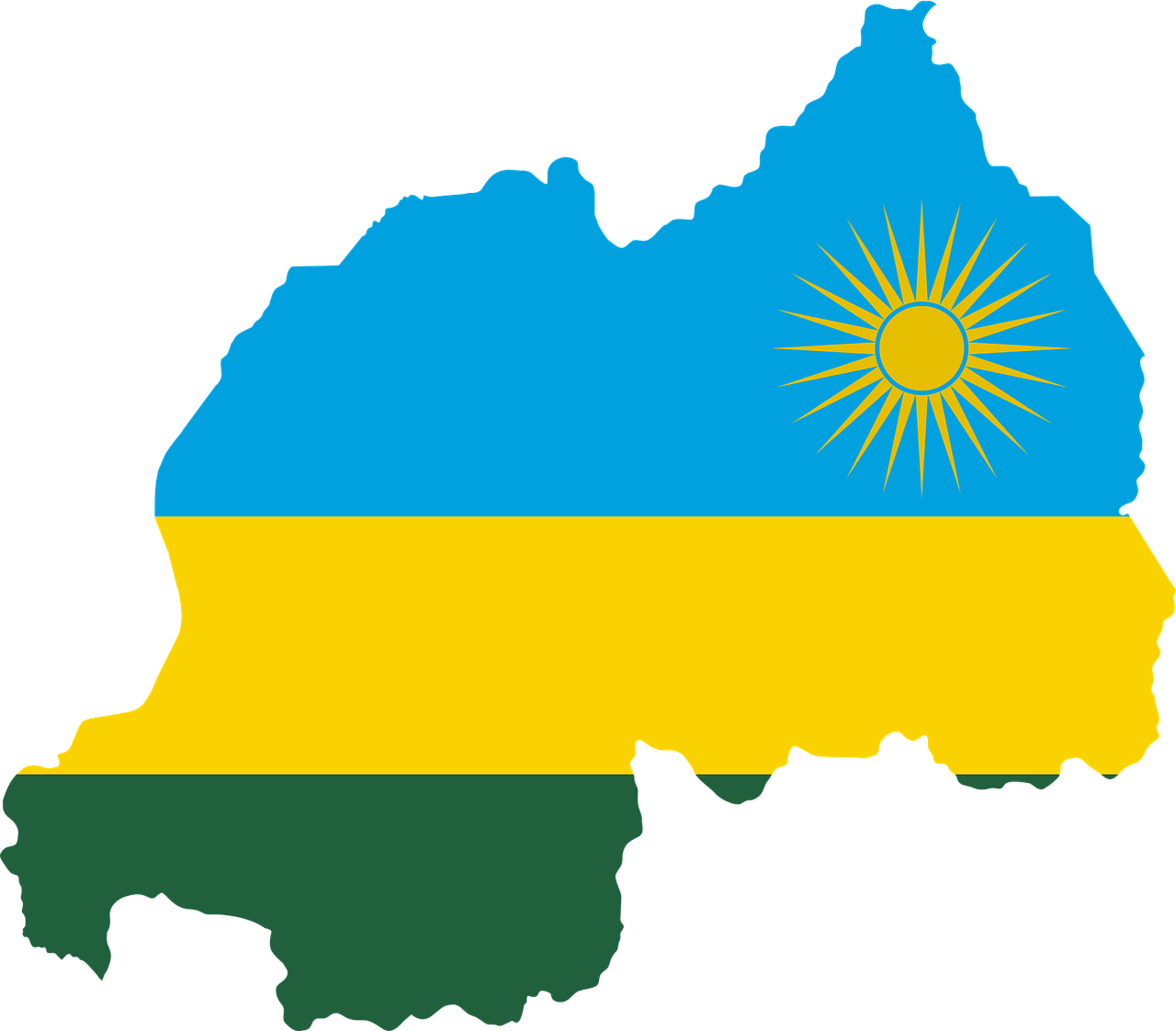 Ruanda, Vėliava, Žemėlapis, Geografija, Kontūrai, Afrika, Šalis, Tauta, Sienos, Svg