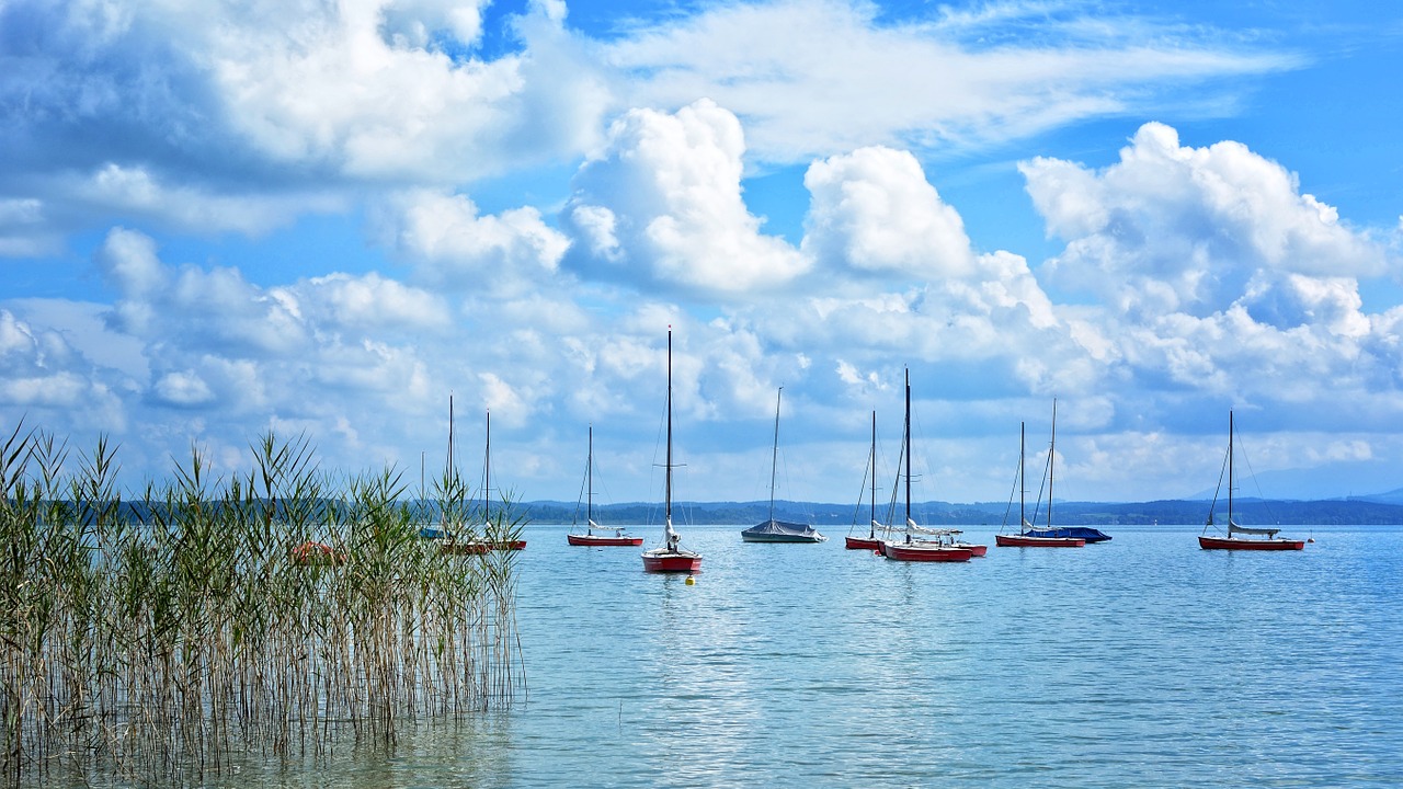 Burlaiviai, Uostas, Valtys, Valčių Stiebai, Stiebai, Ežeras, Chiemsee, Tvirtinimas, Inkaras, Tylus