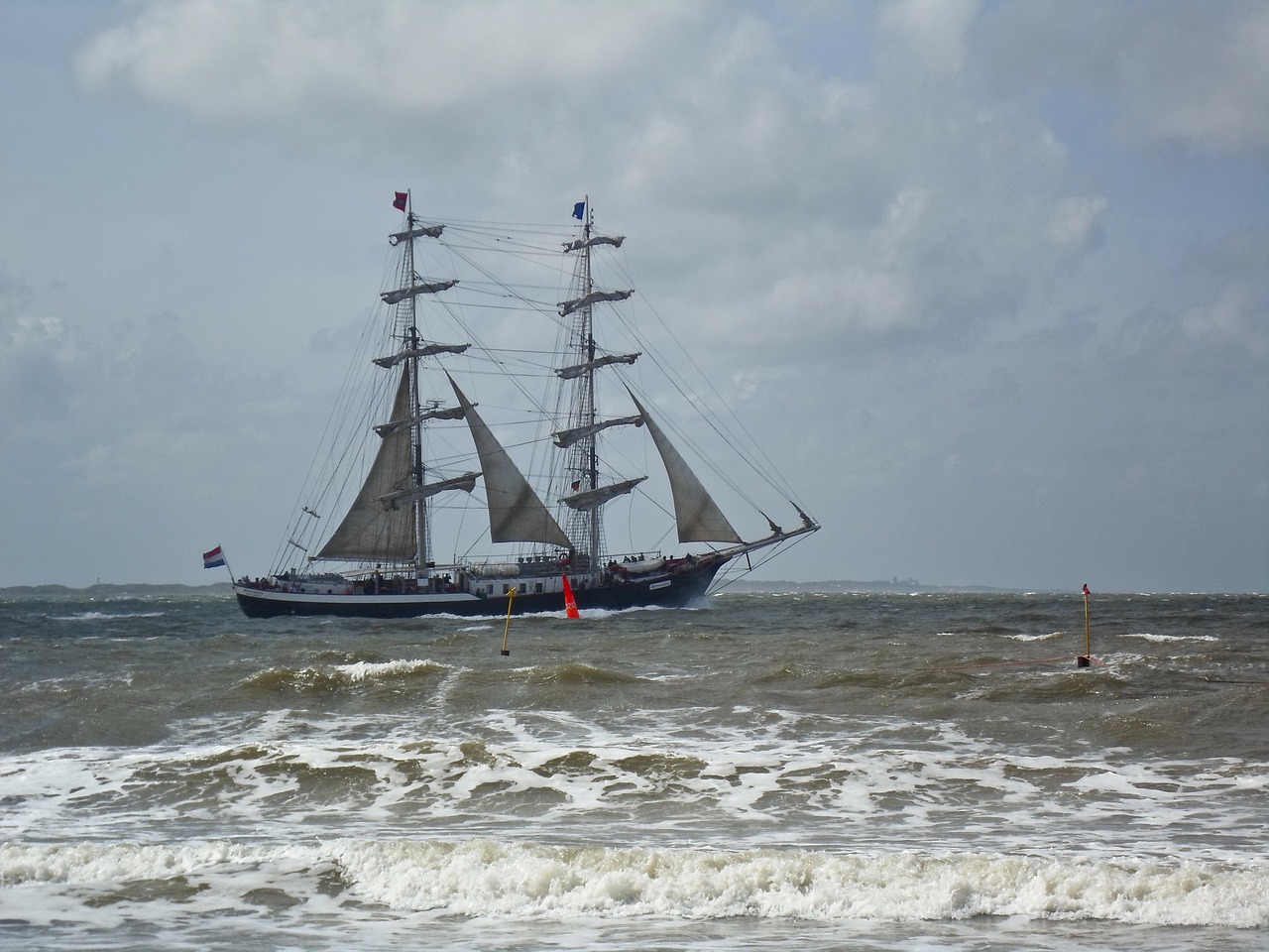 Buriuotojas, Grubios Jûros, Vėjuota, Audringas, Laivas, Šiaurės Jūra, Kranto, Norderney, Stiebai, Sala Norderney