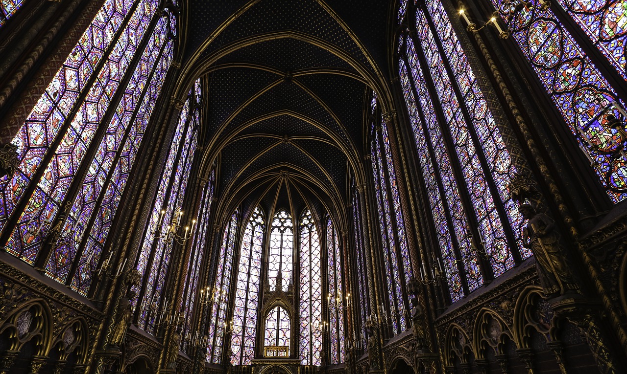 Sainte-Chapelle, Paris, Vitražas, Architektūra, France, Koplyčia, Kelionė, Gotika, Orientyras, Paminklas