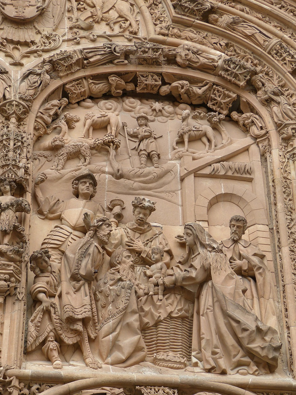 Salamanca, Ispanija, Istoriškai, Kastilija, Fasadas, Bažnyčia, Dom, Vaizdas, Palengvėjimas, Kalėdos