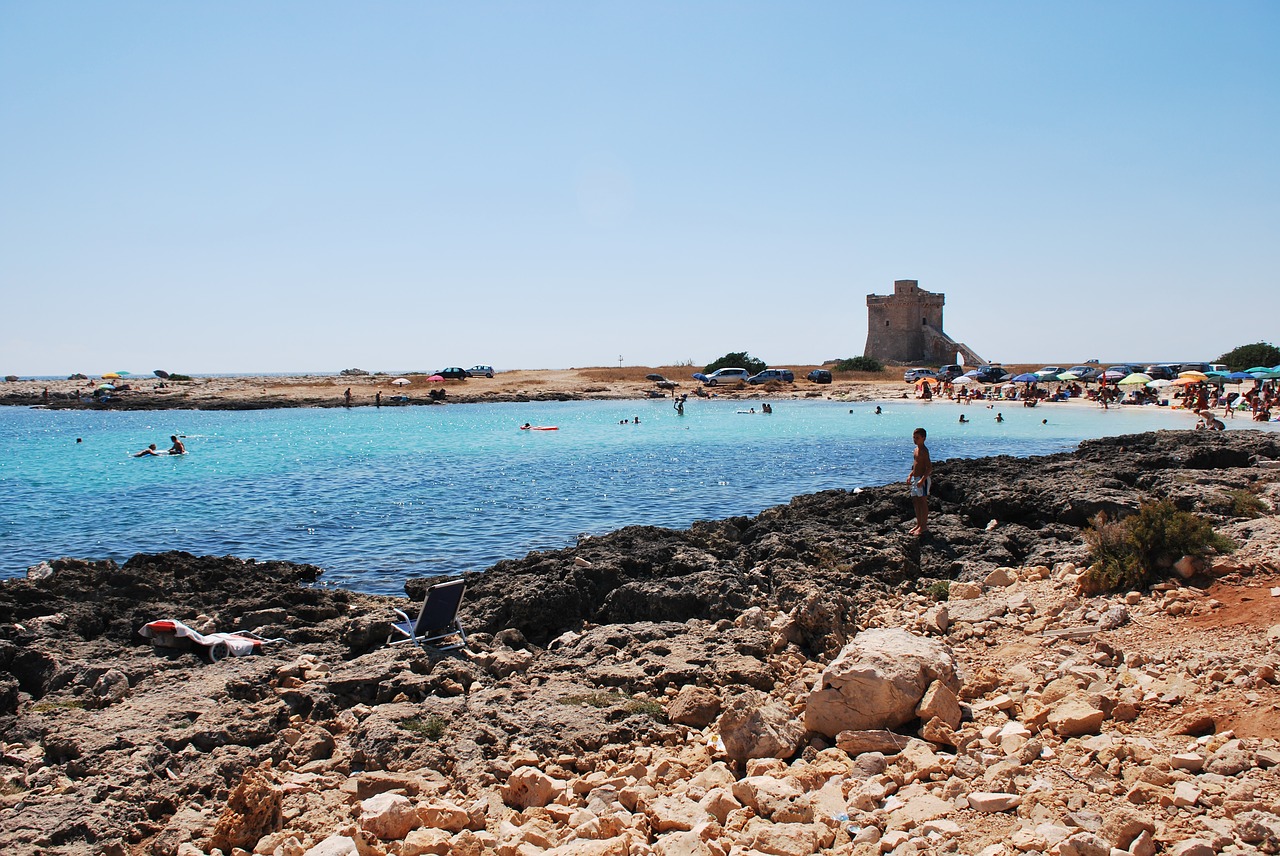 Salento, Porto Cesareo, Papludimys, Torre, Joninė Jūra, Bokštas Lapilli, Jūra, Puglia, Atostogos, Mėlynas