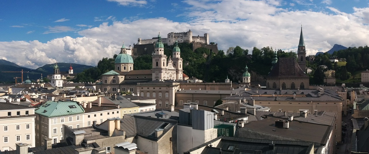 Salzburg, Miestas, Austria, Senamiestis, Centro, Salzburgo Katedra, Miesto Vaizdas, Hohensalzburgo Tvirtovė, Bažnyčia, Orientyras