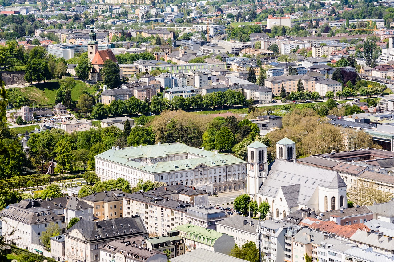 Salzburg, Mirabelio Rūmai, Andrių Bažnyčia, Neustadt, Pastatas, Architektūra, Austria, Sodas, Mirabelio Sodai, Parkas