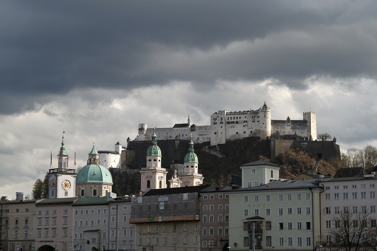 Salzburg, Pastatas, Architektūra, Senamiestis, Austria, Hohensalzburgo Tvirtovė, Pilis, Tvirtovė, Orientyras, Miesto Kalva