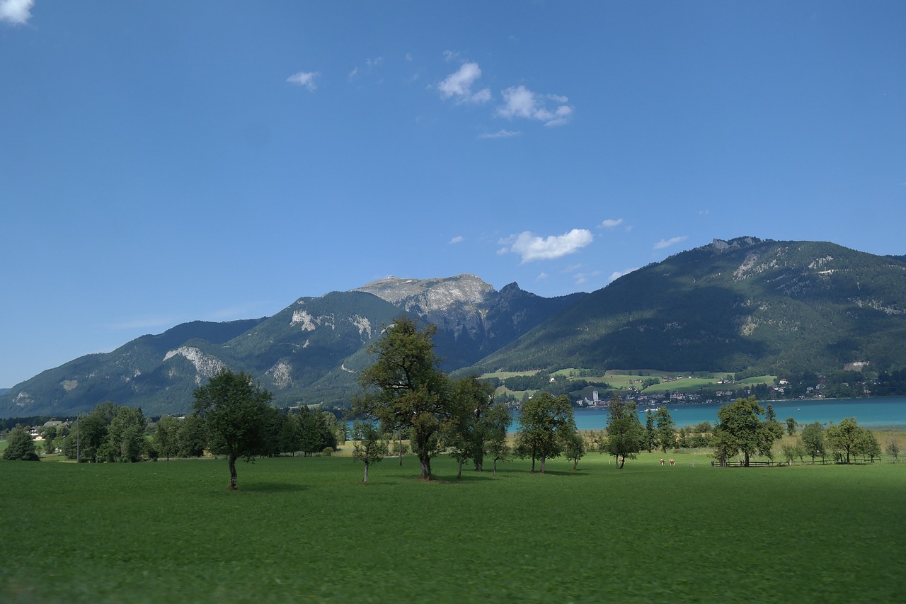 Salzburg, Ežeras Wolfgang, Pieva, Kalnai, Medžiai, Nemokamos Nuotraukos,  Nemokama Licenzija