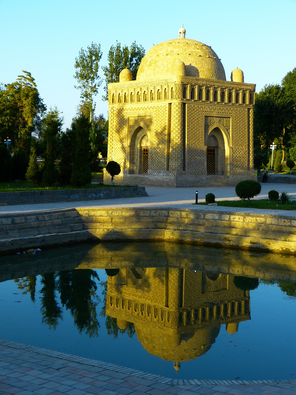 Samanų Mauzoliejus, Kapas, Vanduo, Veidrodis, Ismail Samanis, Tholos Kapas, Plytų Architektūra, Senas, Bukhara, Uzbekistanas