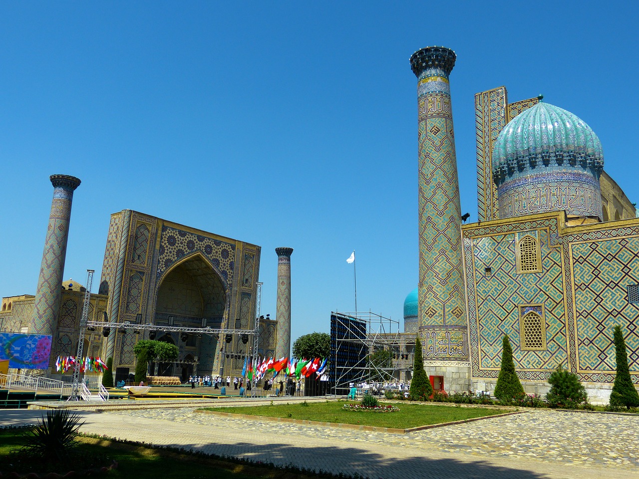 Samarkandas, Registruojantis Kvadratas, Uzbekistanas, Sher Dor Madrassah, Ulugbek Medrese, Smėlio Vieta, Erdvė, Madrėjos, Minaretas, Turkis