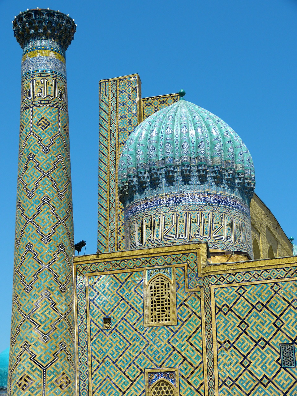 Samarkandas, Registruojantis Kvadratas, Uzbekistanas, Sher Dor Madrassah, Smėlio Vieta, Erdvė, Madrėjos, Minaretas, Turkis, Majolika