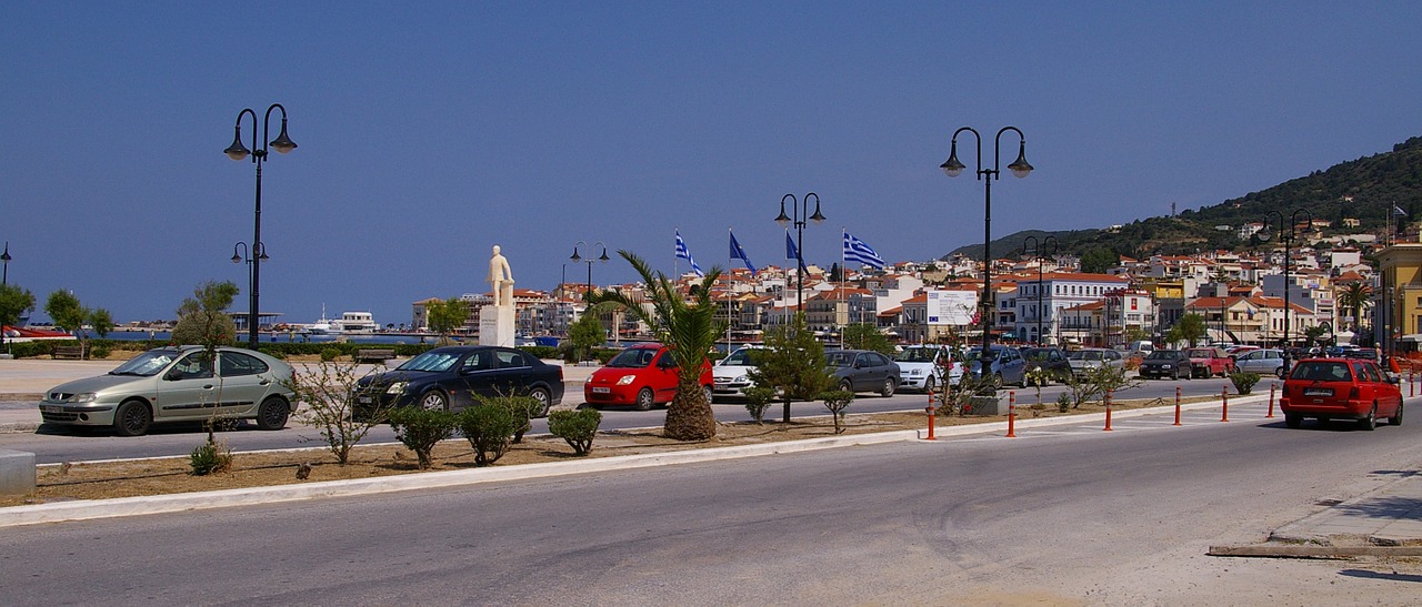 Samos,  Sala,  Uostas,  Graikija,  Fischer,  Jūra,  Vanduo,  Promenada,  Automobiliai,  Automobilių Stovėjimo Aikštelė