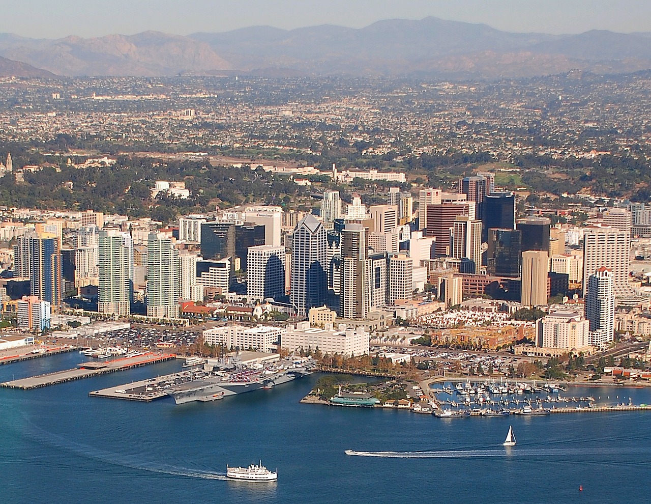 San Diego, Kalifornija, Oro Vaizdas, Miestas, Miesto, Dangoraižiai, Pastatai, Architektūra, Įlanka, Uostas