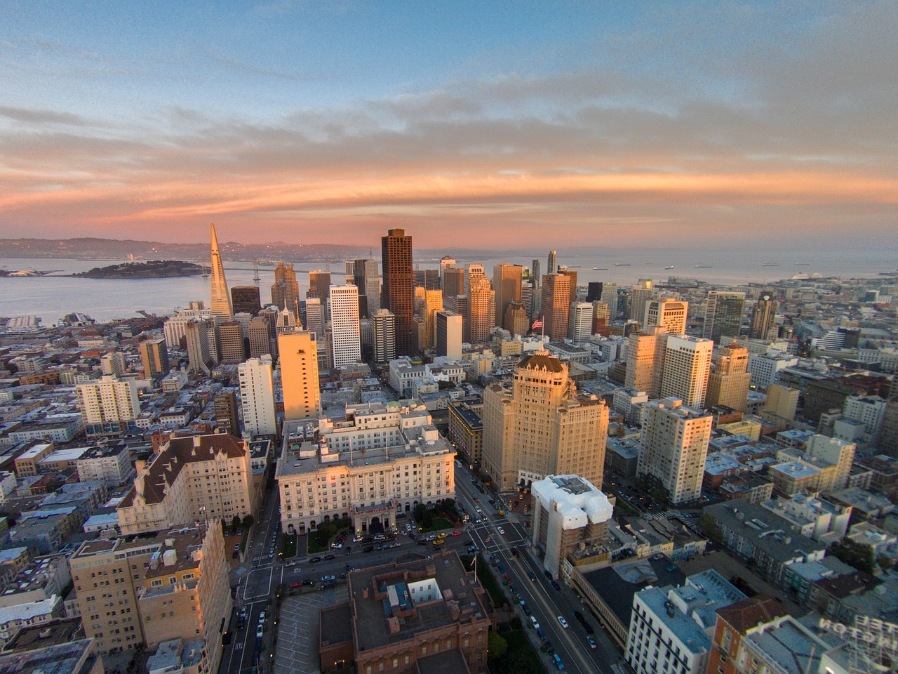 San Franciskas, Panorama, Architektūra, Drone, San Francisco Skyline, Miesto Panorama, Kalifornija, Turizmas, Dangoraižiai, Centro