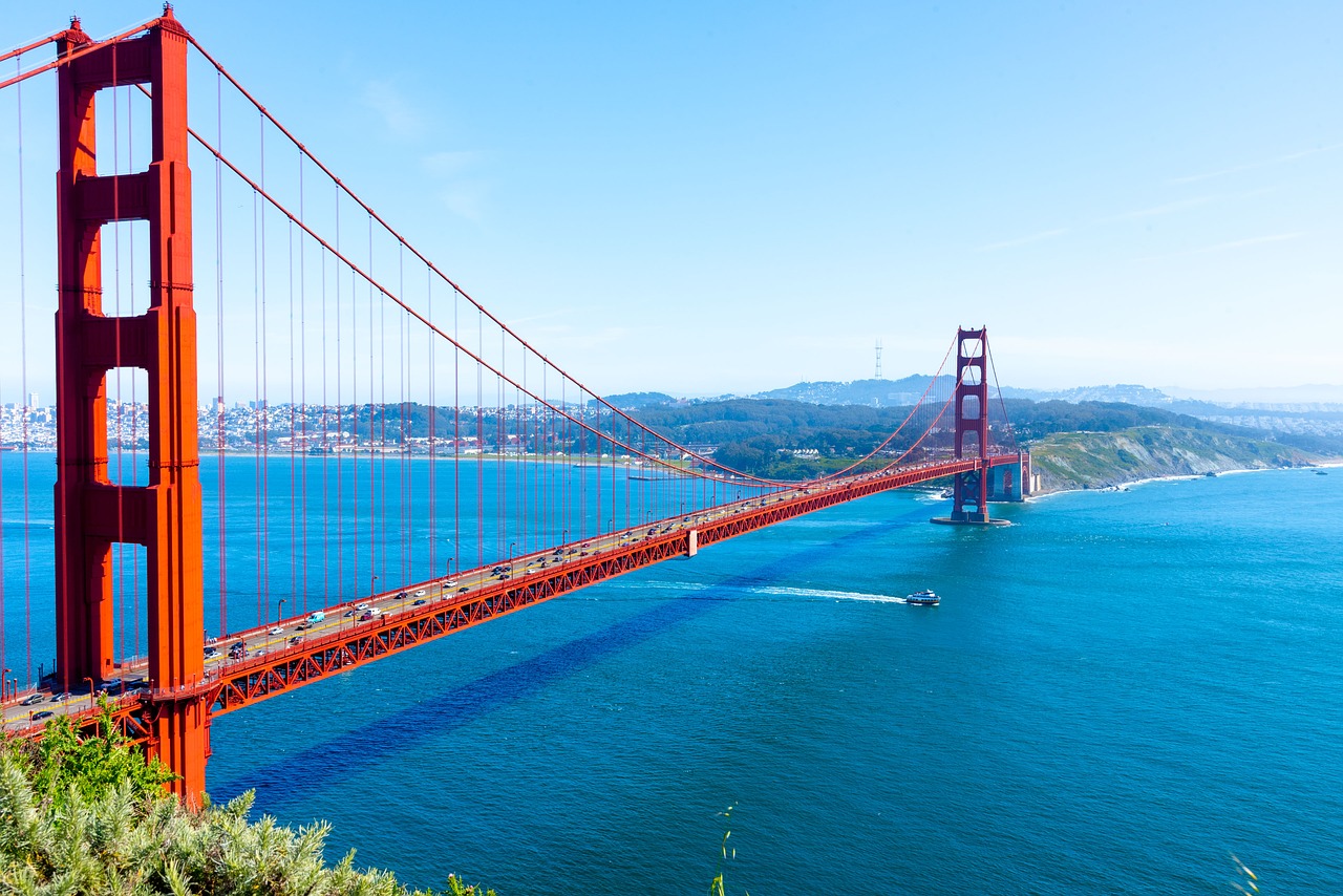 San Franciskas,  Auksinių Vartų Tiltas,  Tiltas,  California,  Bay,  San,  Francisco,  Jūra,  Turizmas,  Ramiojo Vandenyno