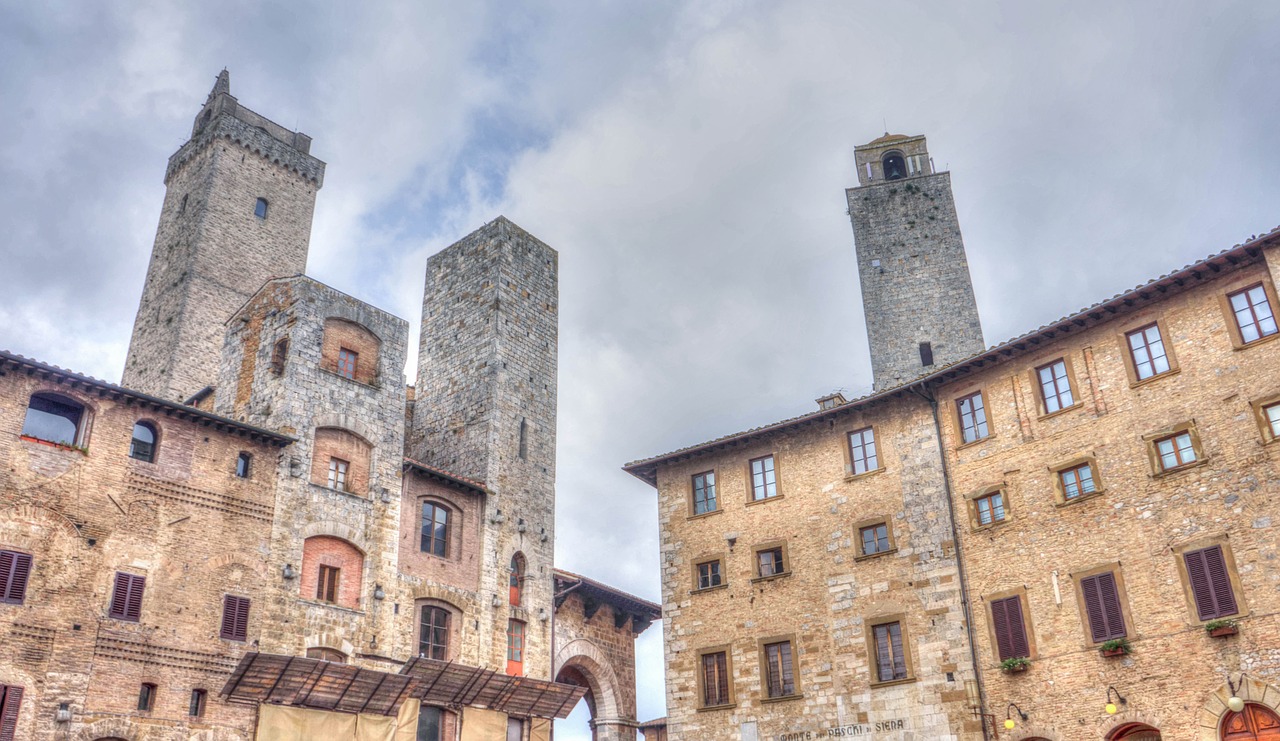 San Gimignano, Italy, Toskana, Bokšto Architektūra, Senovės, Istorinis, Viduramžių, Turizmas, Istorinis, Lauke