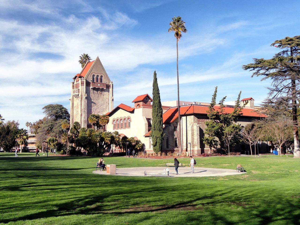 San Jose Valstybinis Universitetas, Kalifornija, Pastatai, Campus, Mokykla, Kolegija, Studentai, Architektūra, Dangus, Debesys