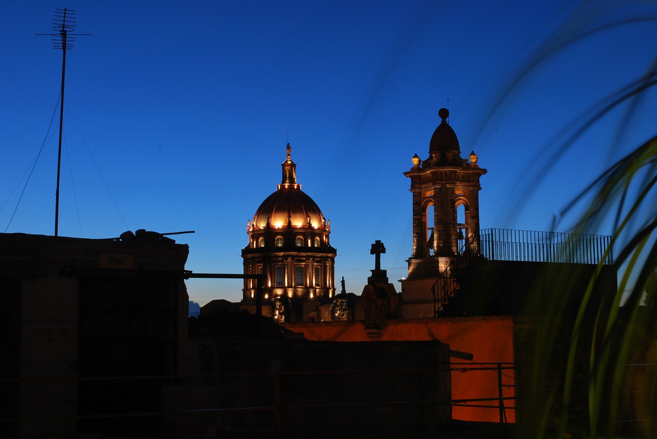 San Miguel De Allende, Meksika, Bažnyčia, Panorama, Bažnyčios, Naktis, Saulėlydis, Kraštovaizdis, Nemokamos Nuotraukos,  Nemokama Licenzija