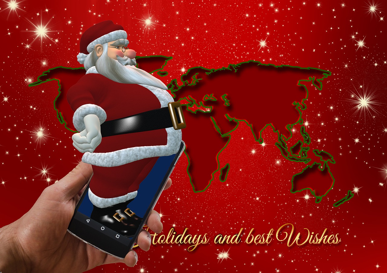 Santa, Kalėdos, Išmanusis Telefonas, Mobilusis Telefonas, Claus, Žiema, Šventė, Kalėdų Senelis, Žvaigždė, Gruodžio Mėn .