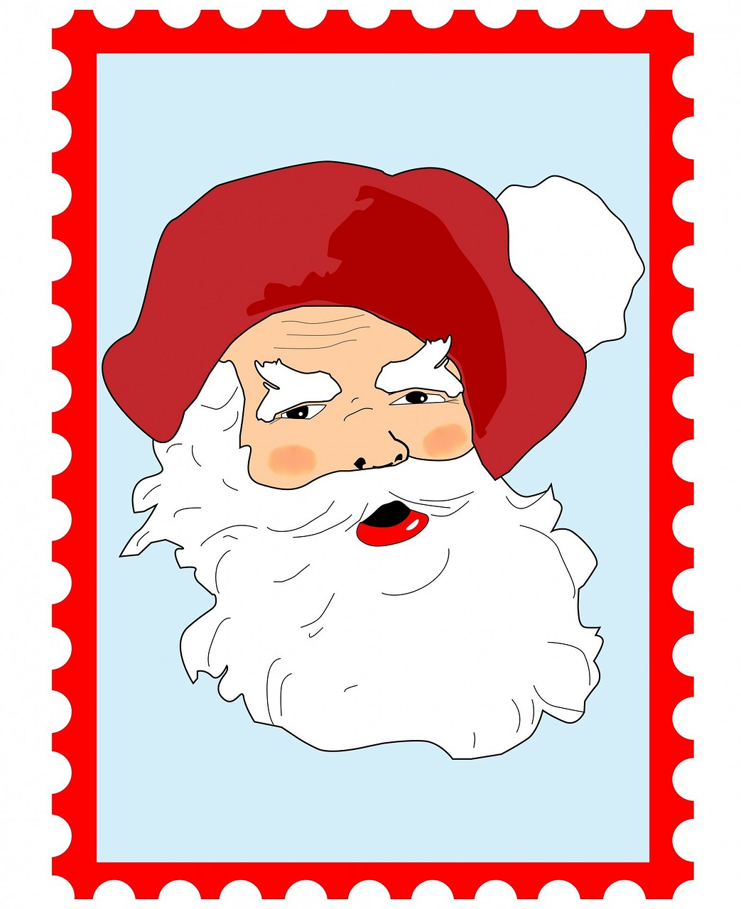 Santa, Kalėdų Senelis, Kalėdų Senelis, Kalėdos, Pašto Išlaidos, Antspaudas, Vintage, Raudona, Skrybėlę, Balta