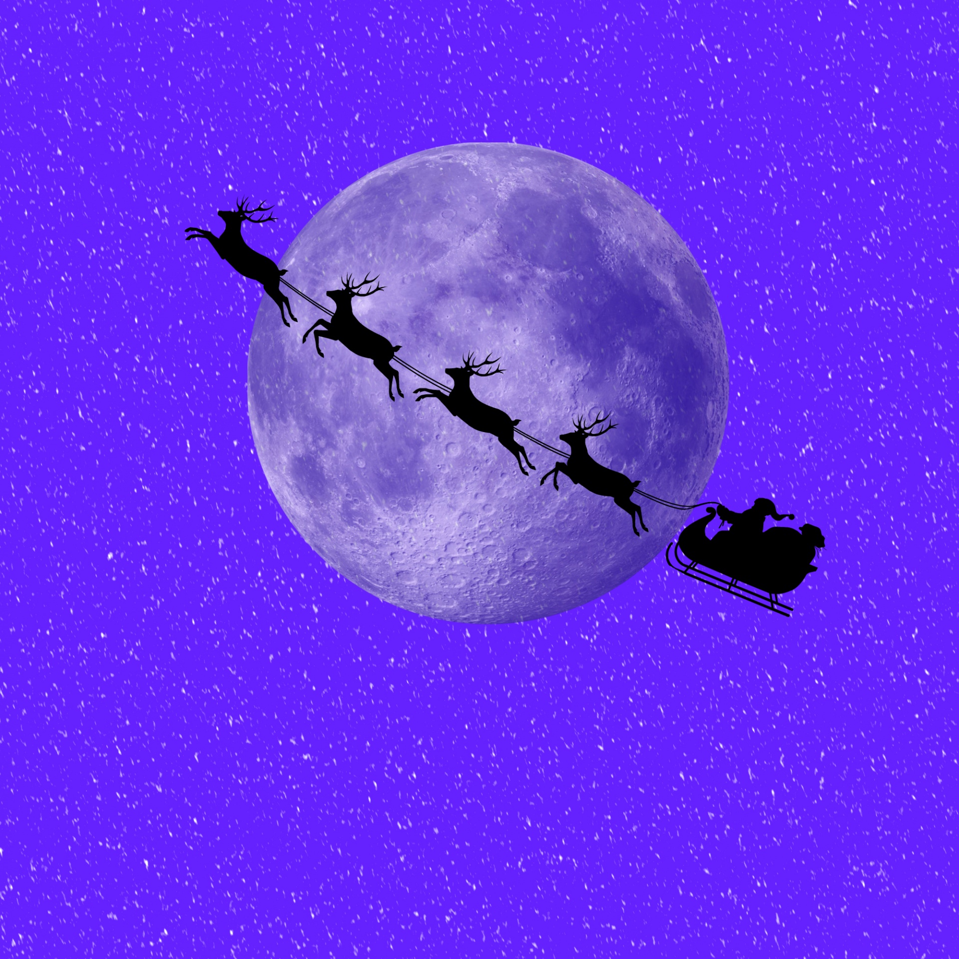 Santa & Nbsp,  Claus,  Santa,  Šiaurės Elniai,  Rogės,  Mėnulis,  Kalėdos,  Xmas,  Sezoninis,  Mėlynas