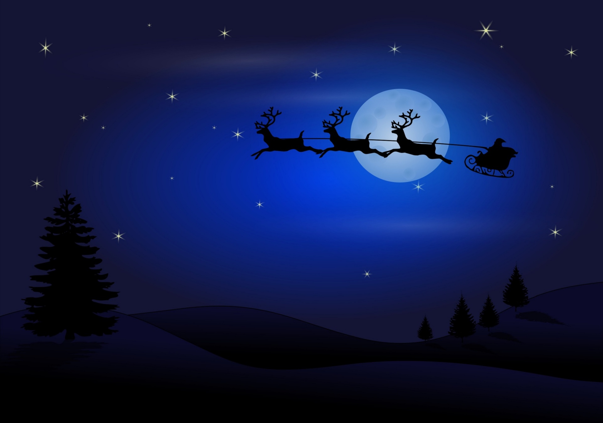 Kalėdos,  Naktis,  Lauke,  Santa & Nbsp,  Claus,  Šiaurės Elniai,  Rogės,  Kelnės,  Žvaigždės,  Mėnulis