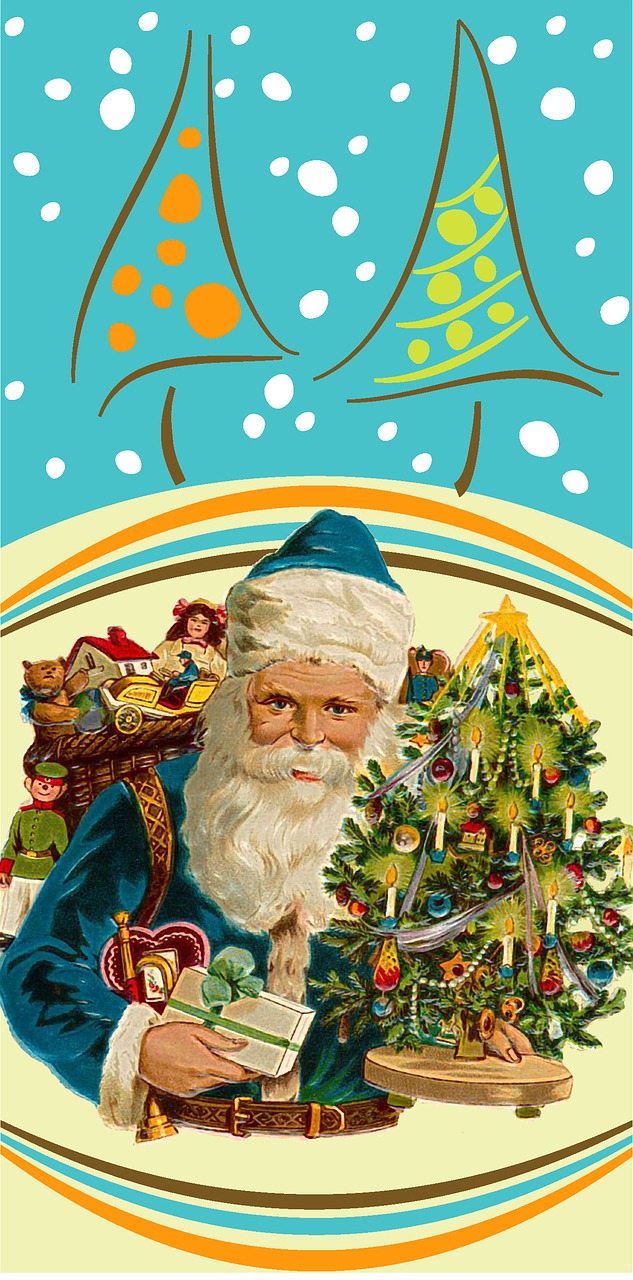 Kalėdų Senelis, Kalėdų Šeima, Partijos, Linksmų Kalėdų, Noel, Kalėdos, Kalėdinis Ornamentas, Gruodžio Mėn ., Pateikti, Vintage