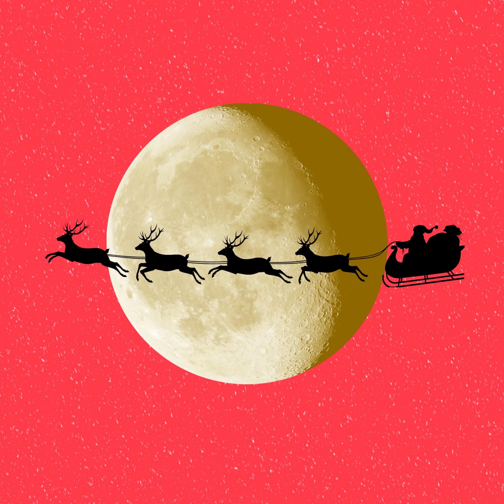 Kalėdos,  Xmas,  Santa,  Santa & Nbsp,  Claus,  Šiaurės Elniai,  Mėnulis,  Raudona,  Siluetas,  Santa Rogės