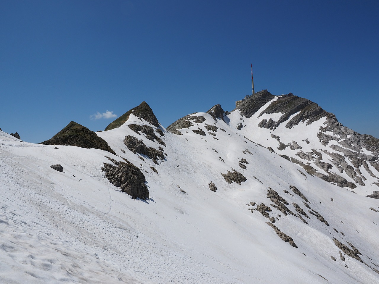 Säntis, Aukščiausiojo Lygio Susitikimas, Transmisijos Bokštas, Sniego Laukai, Alpių, Alpių Smailės, Lęšių Kopėčios, Nemokamos Nuotraukos,  Nemokama Licenzija