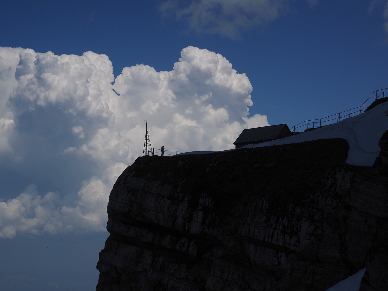 Säntis, Požiūris, Debesys, Cumulus, Škvalo Linija, Grasinanti, Gamtos Jėga, Aukščiausiojo Lygio Susitikimas, Vaizdas, Swiss Alps